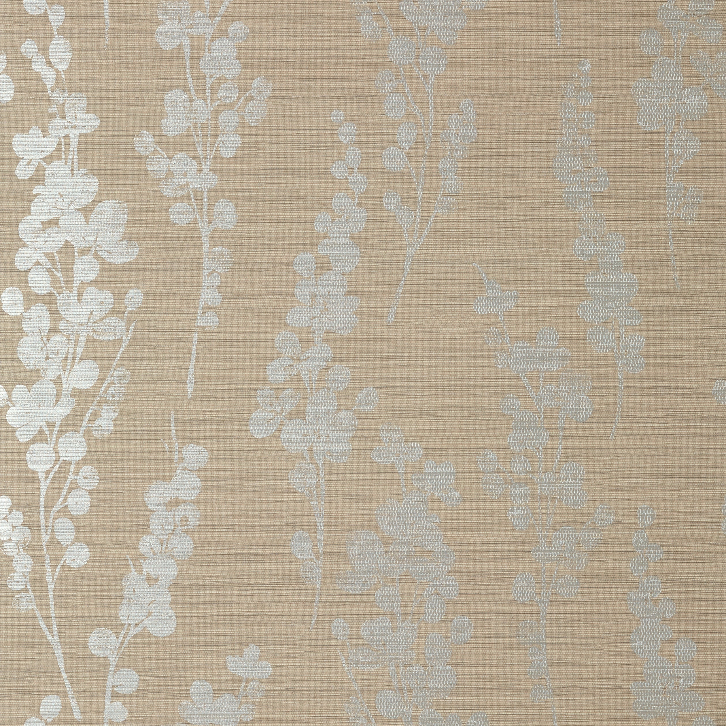 SPRING BLOOMS - Metallic Silver on Taupe