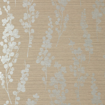 SPRING BLOOMS - Metallic Silver on Taupe