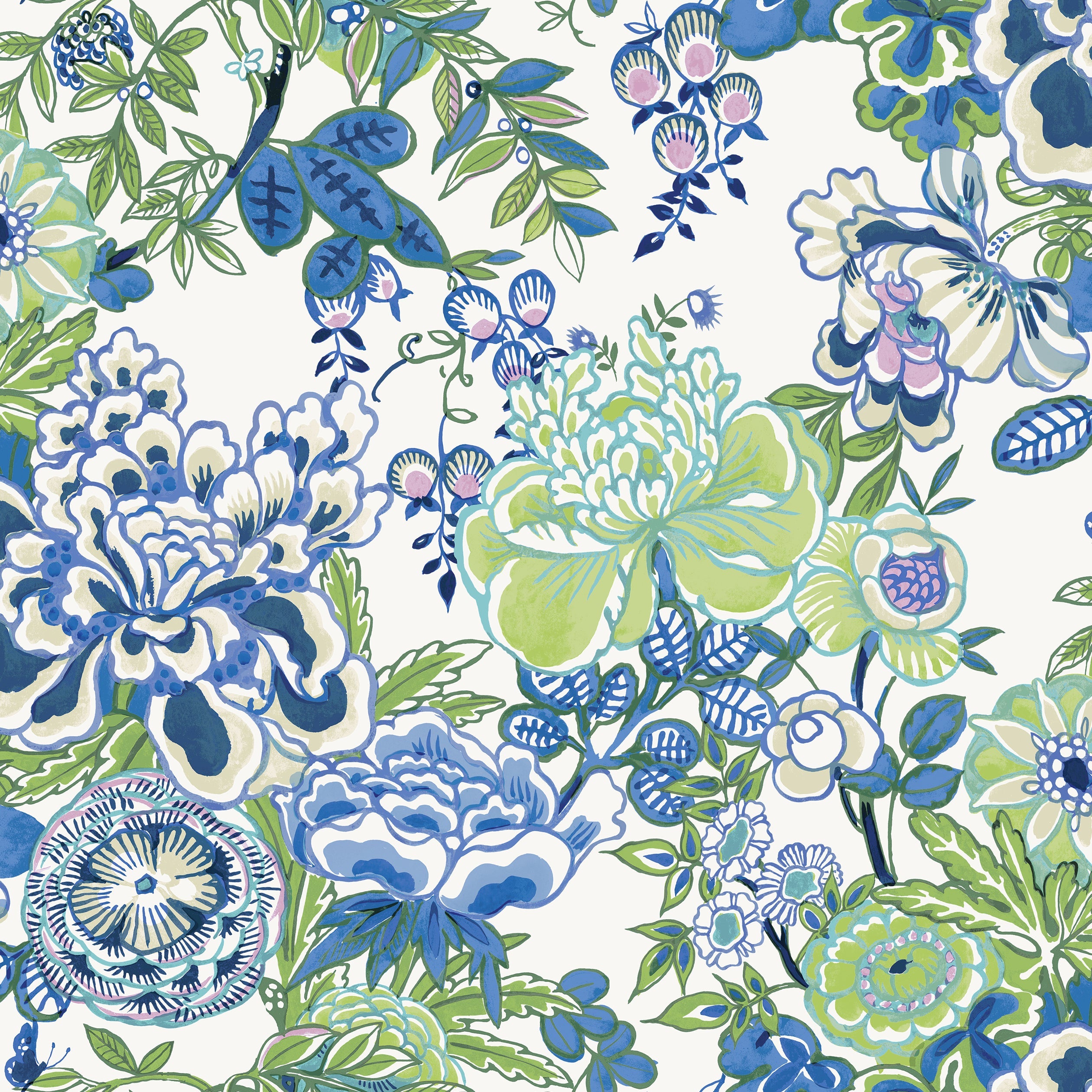 PEONY GARDEN - Blue and Green