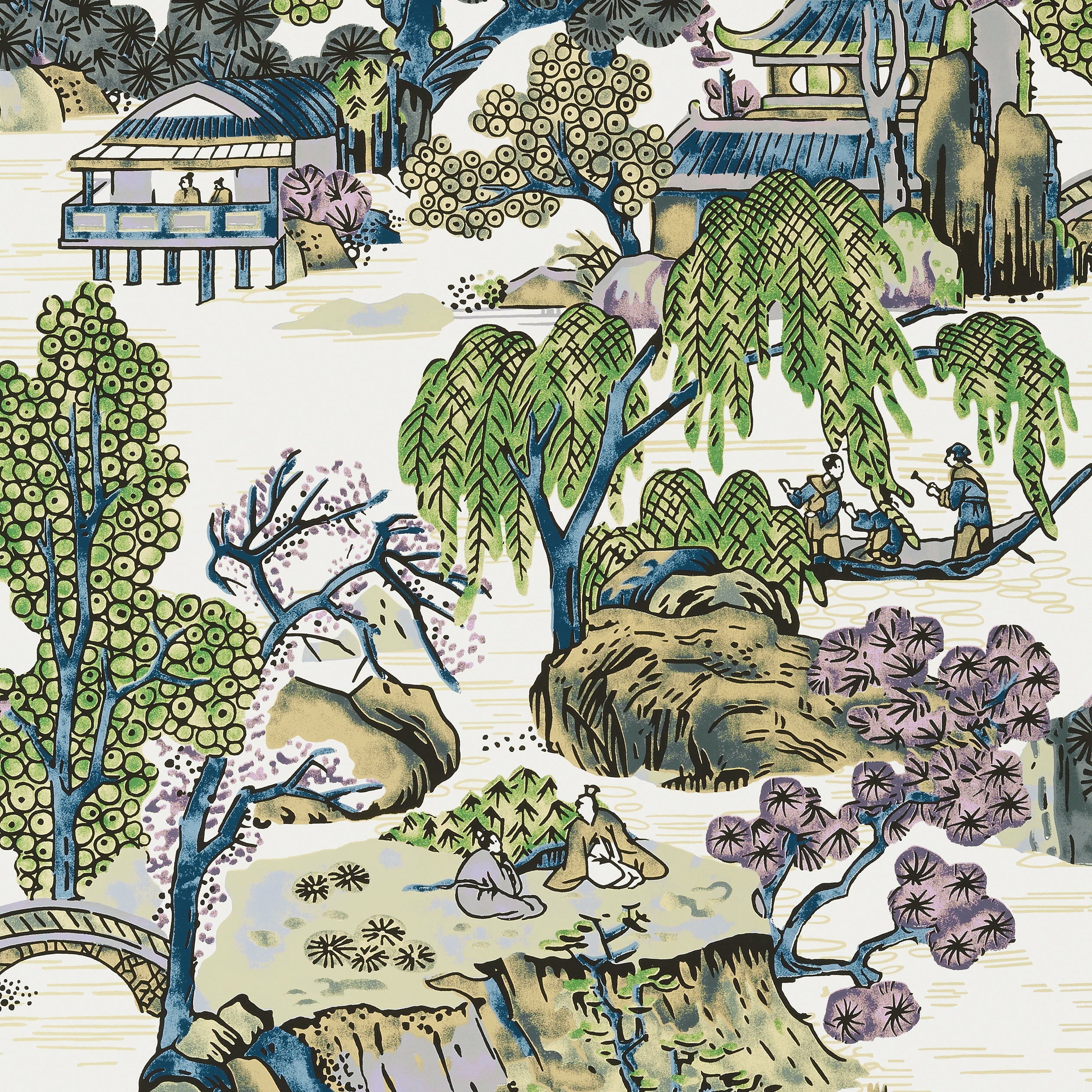 ASIAN SCENIC - Purple and Blue