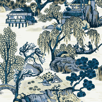ASIAN SCENIC - Blue and Beige