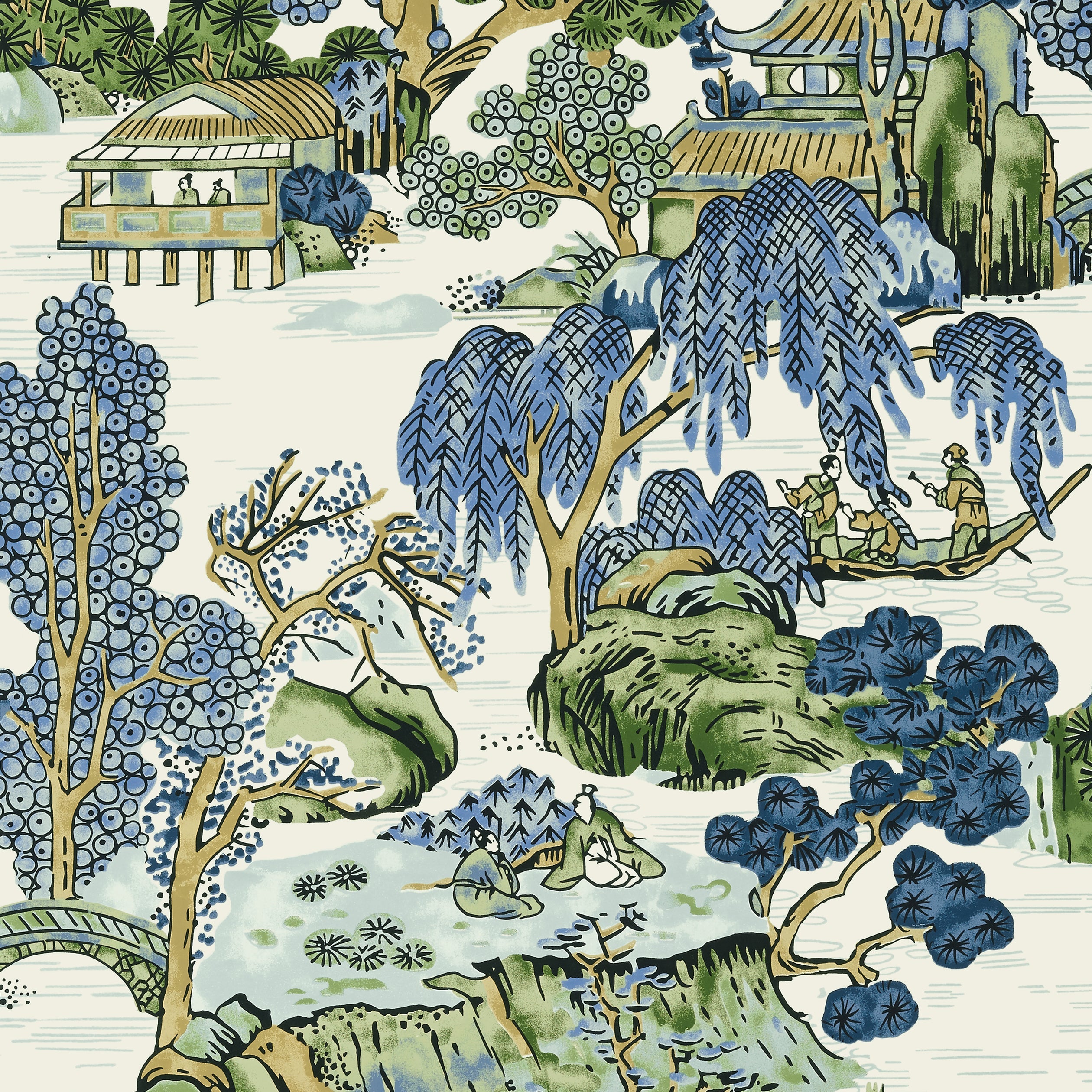 ASIAN SCENIC - Blue and Green