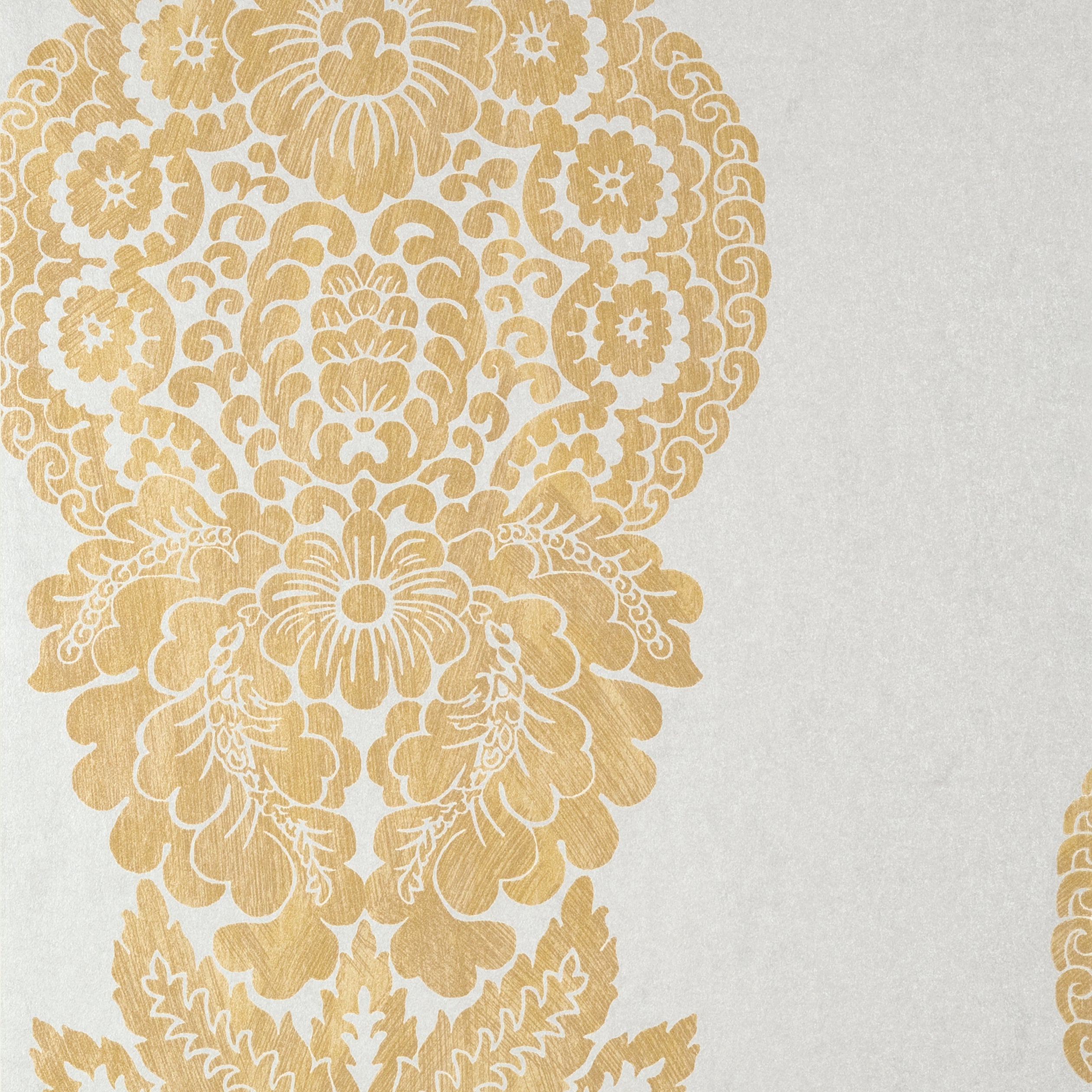 ROWAN DAMASK - Metallic Gold on Silver