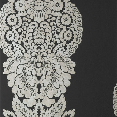 ROWAN DAMASK - Metallic Silver on Black