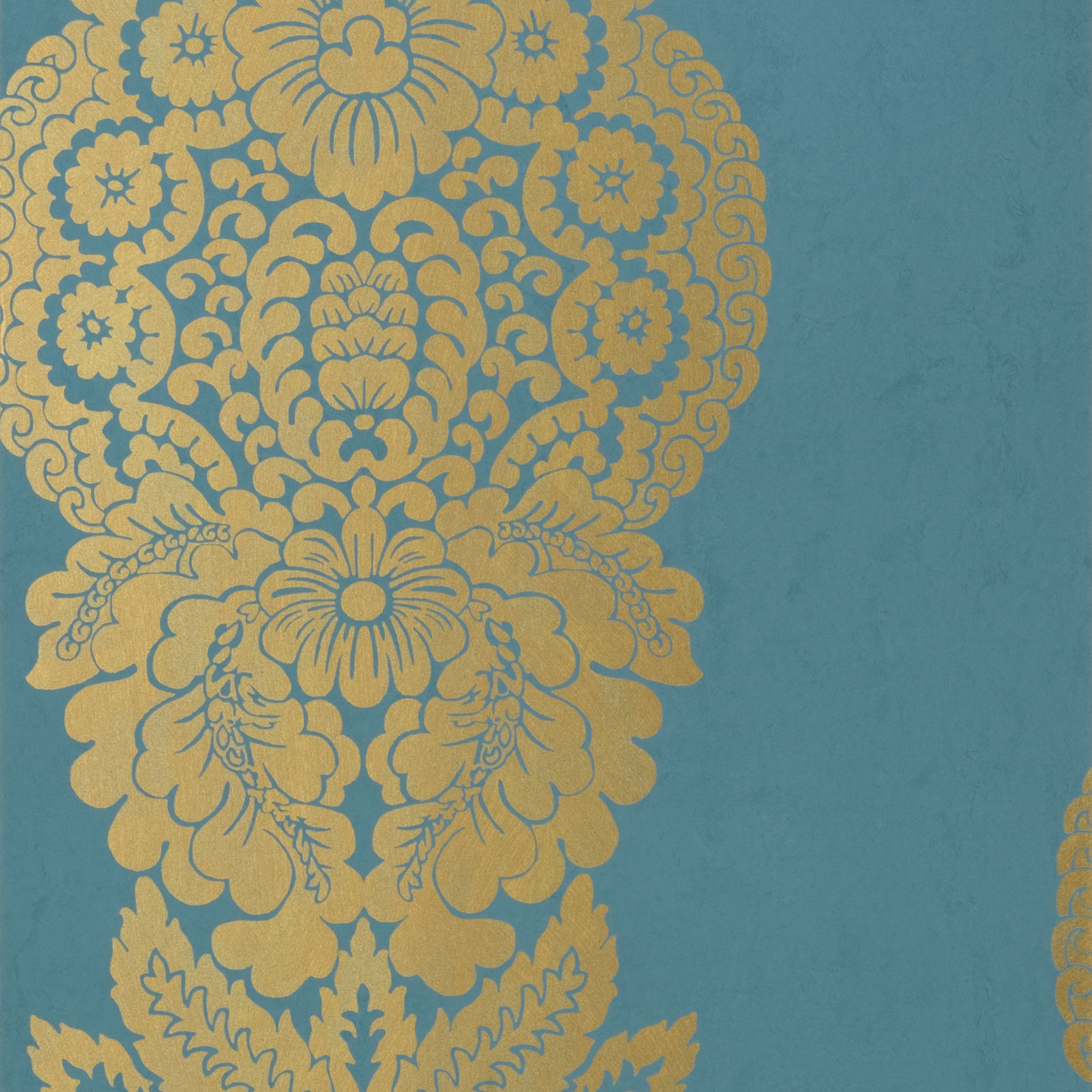 ROWAN DAMASK - Metallic Gold on Peacock