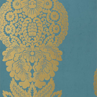 ROWAN DAMASK - Metallic Gold on Peacock
