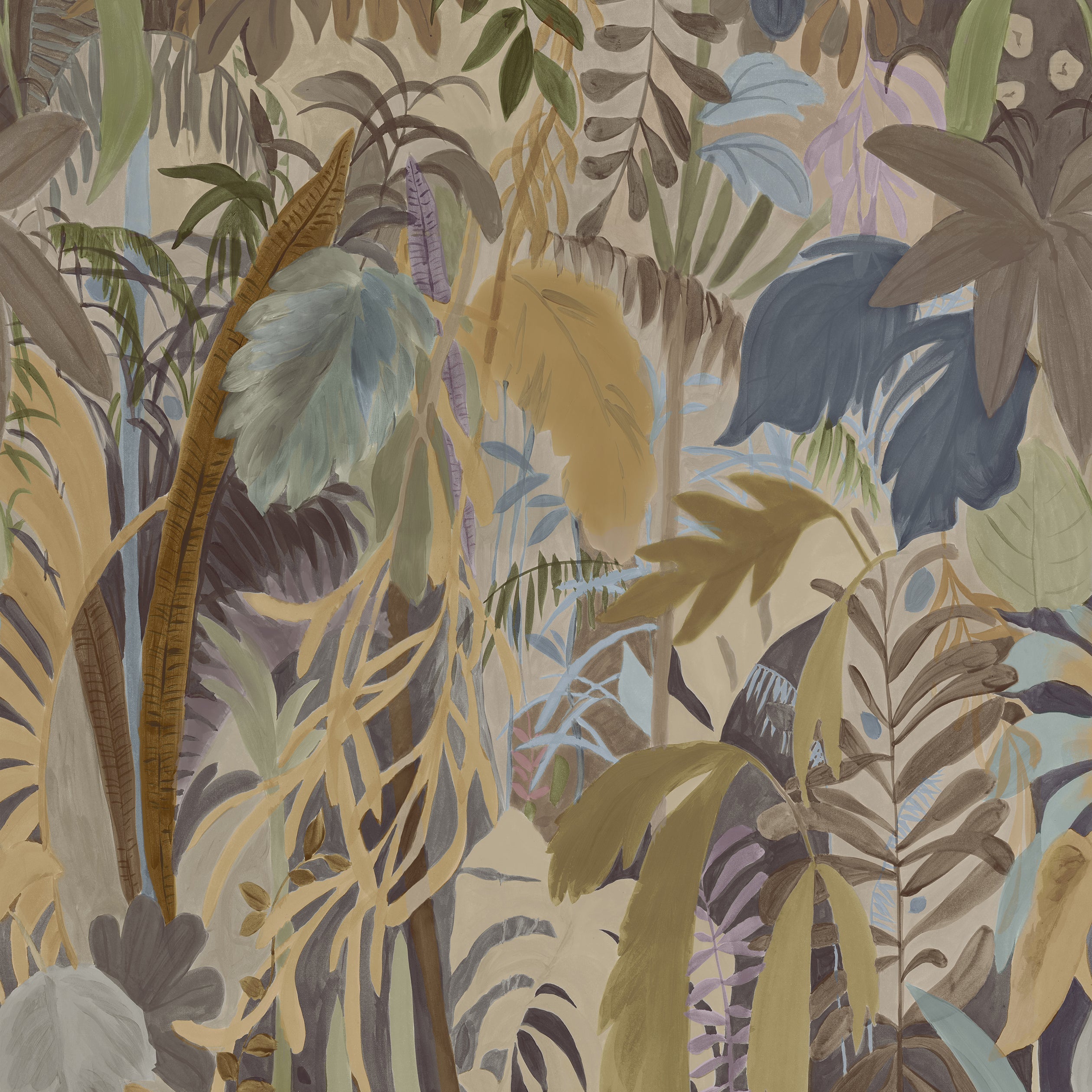 RAINFOREST MURAL - Neutral on Metallic