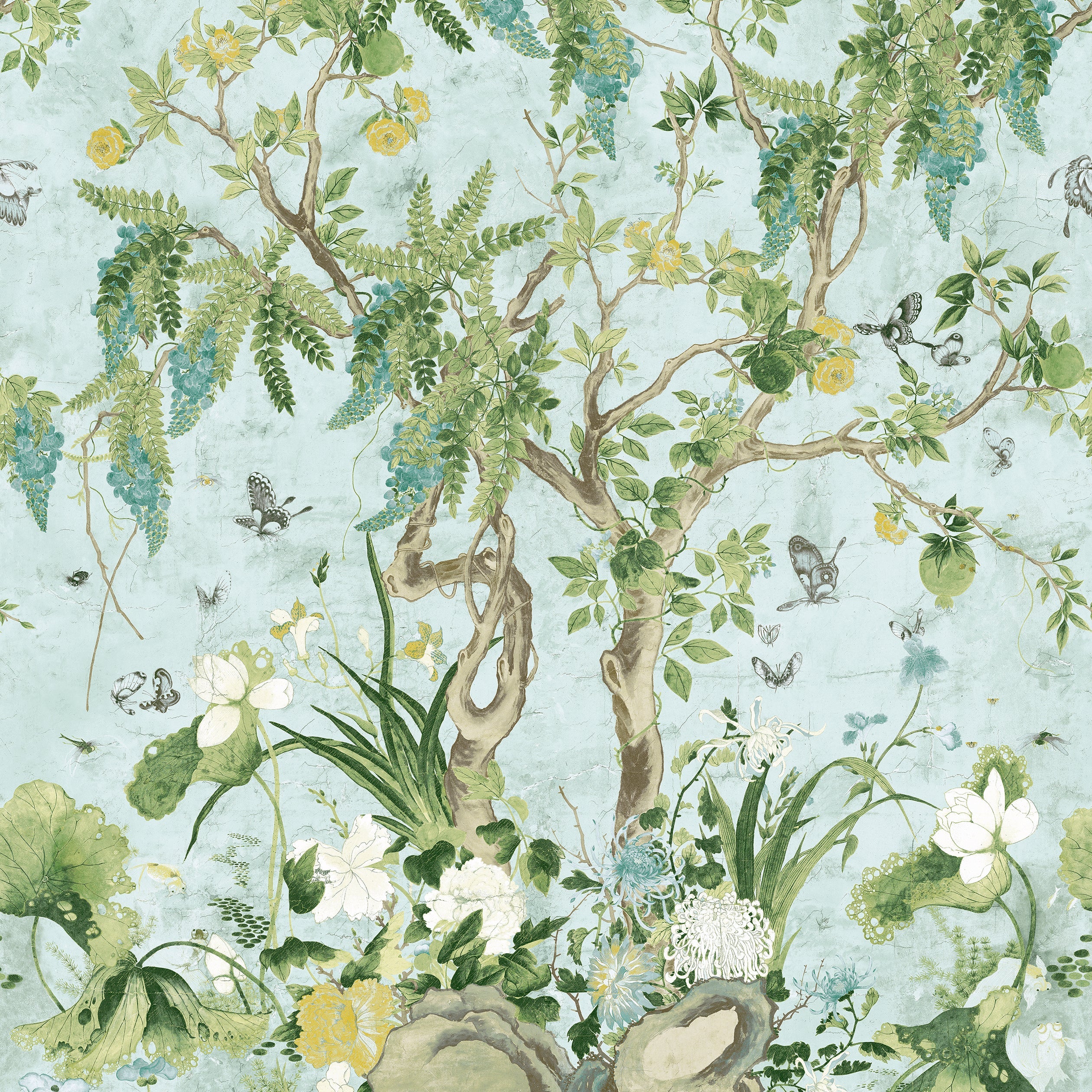 WILD WISTERIA MURAL - Spa Blue