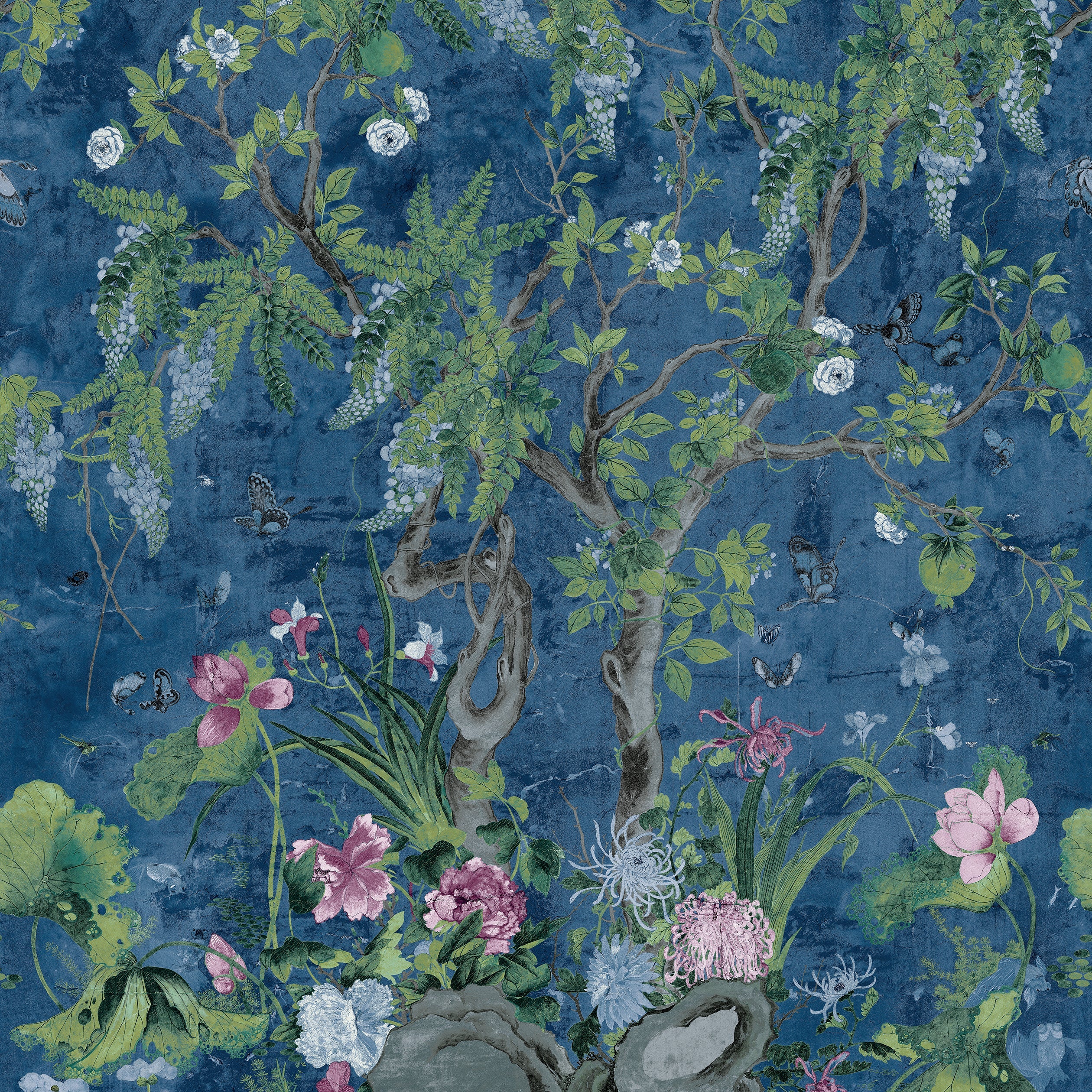 WILD WISTERIA MURAL - Navy