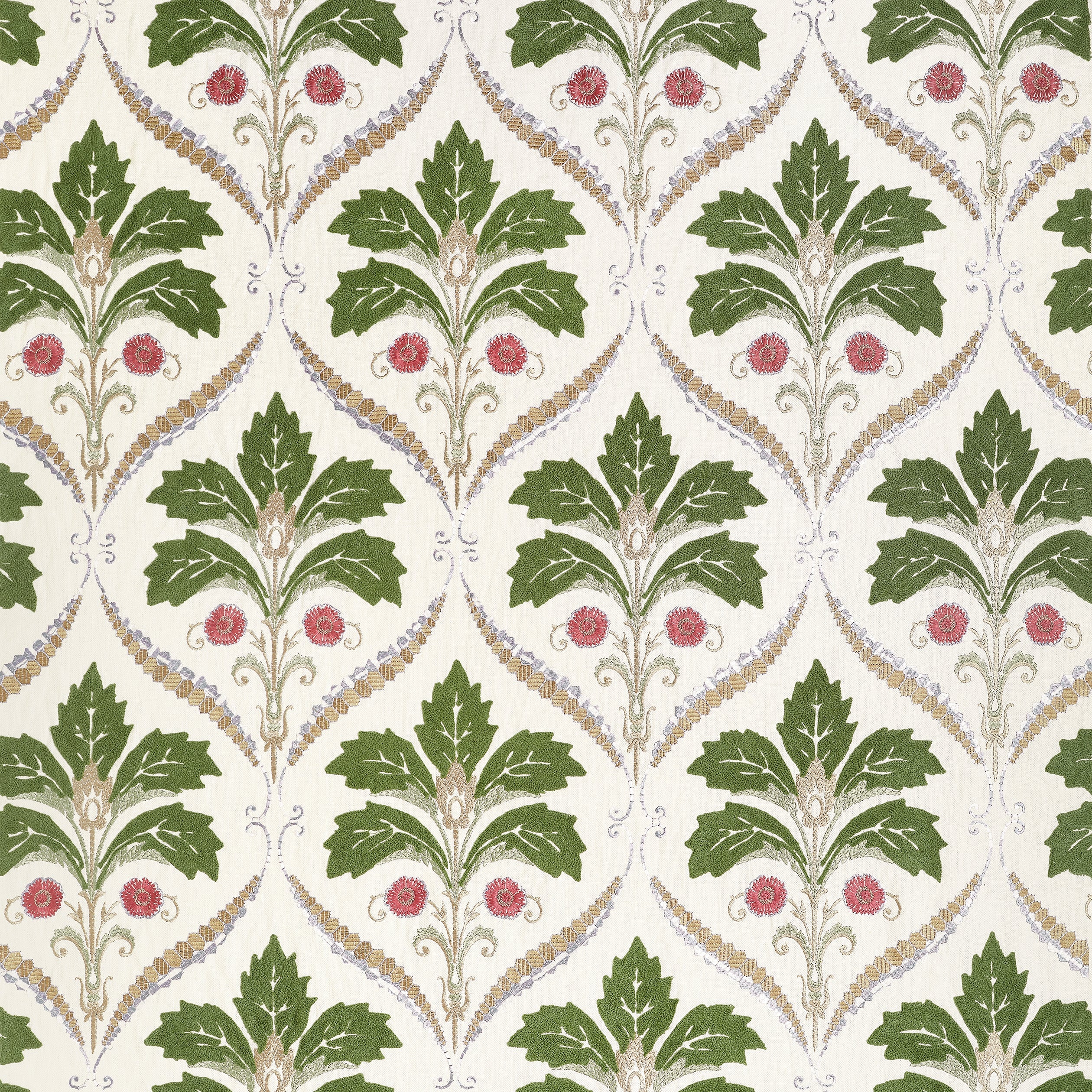 KENDALL DAMASK EMBROIDERY - Olive