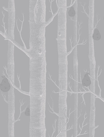 Woods & Pears White & Metallic Silver on Grey