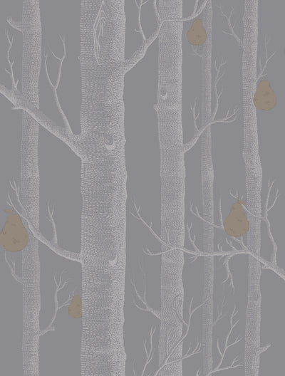 Woods & Pears Metallic Silver & Metallic Bronze on Lilac Grey