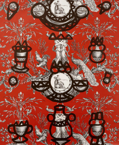 Fontaine et animaux barbouillage Rouge D'orient - Les Dessins 4